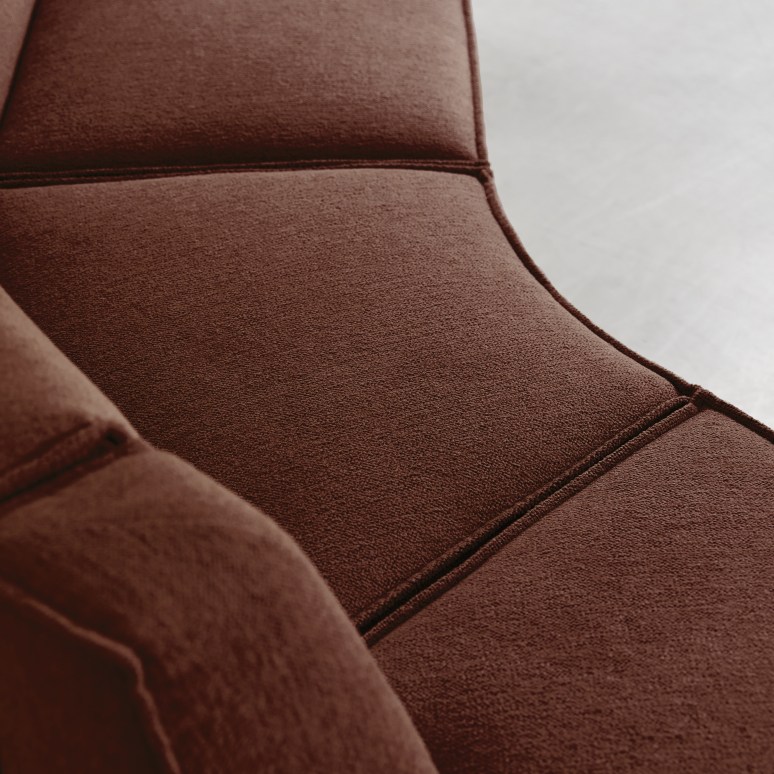 Dario - Asiento modular en tela caoba, 4 plazas