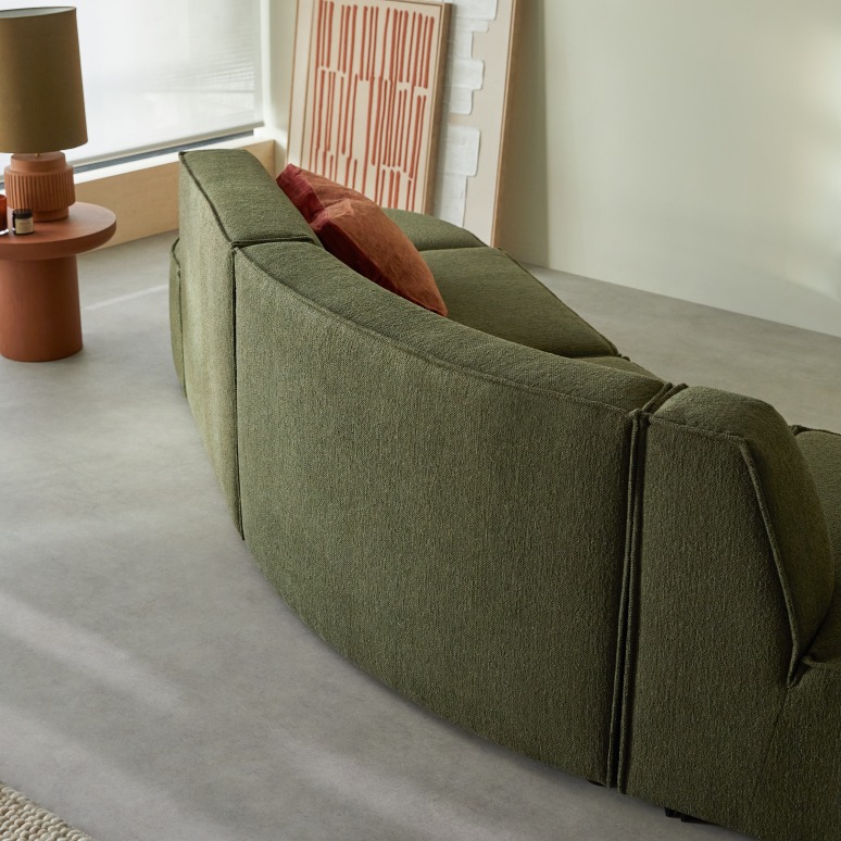Dario - 4-Seater modular bench in green fabric