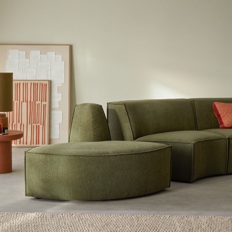 Dario - 4-Seater modular bench in green fabric