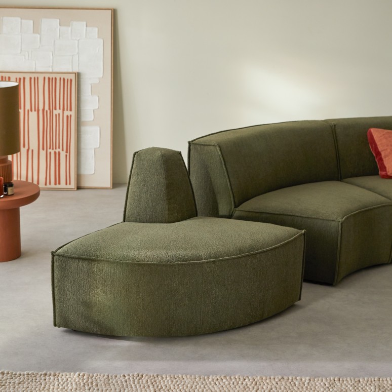Dario - Banquette modulable en tissu vert, 4 places