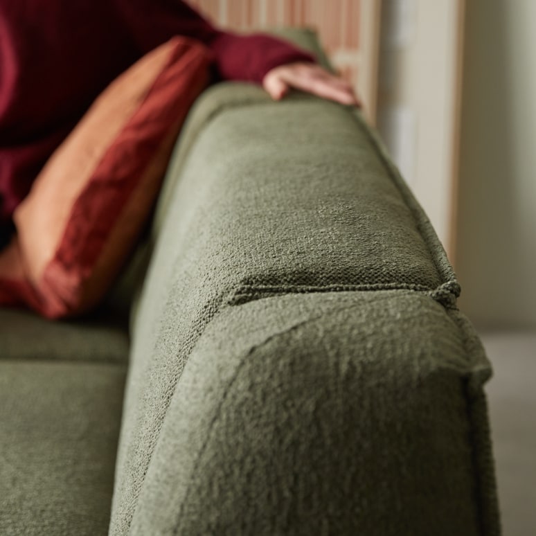 Dario - Divano modulabile in tessuto verde, 4 posti