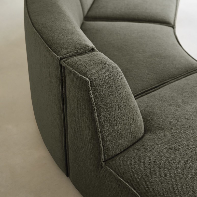 Dario - Modulaire bank van groene stof, 4-zits