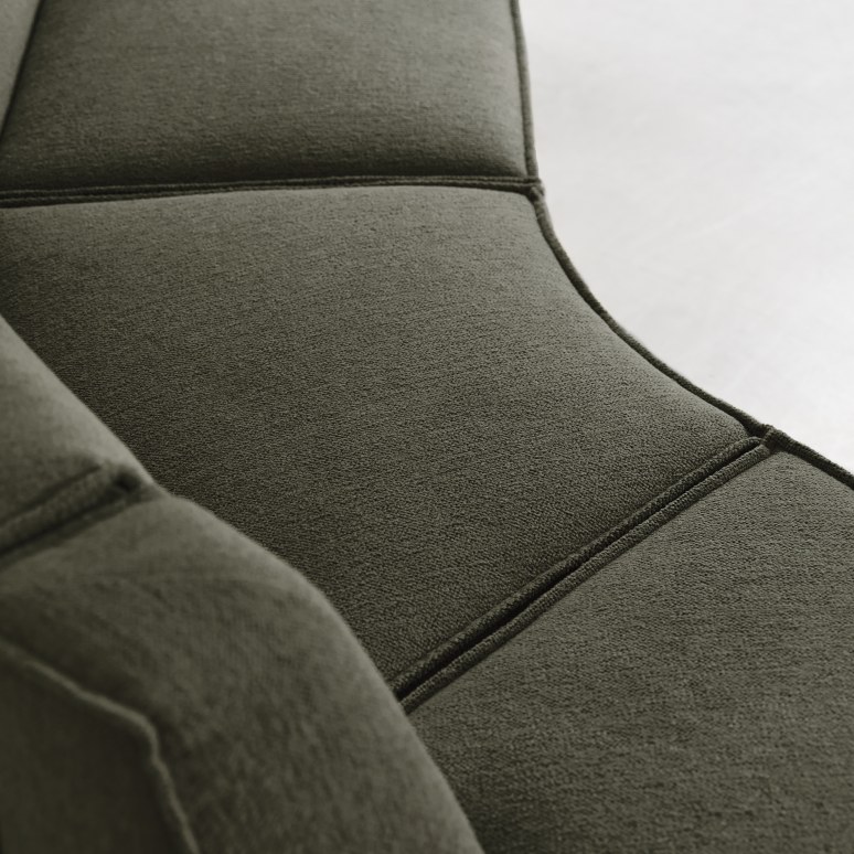 Dario - Banquette modulable en tissu vert, 4 places