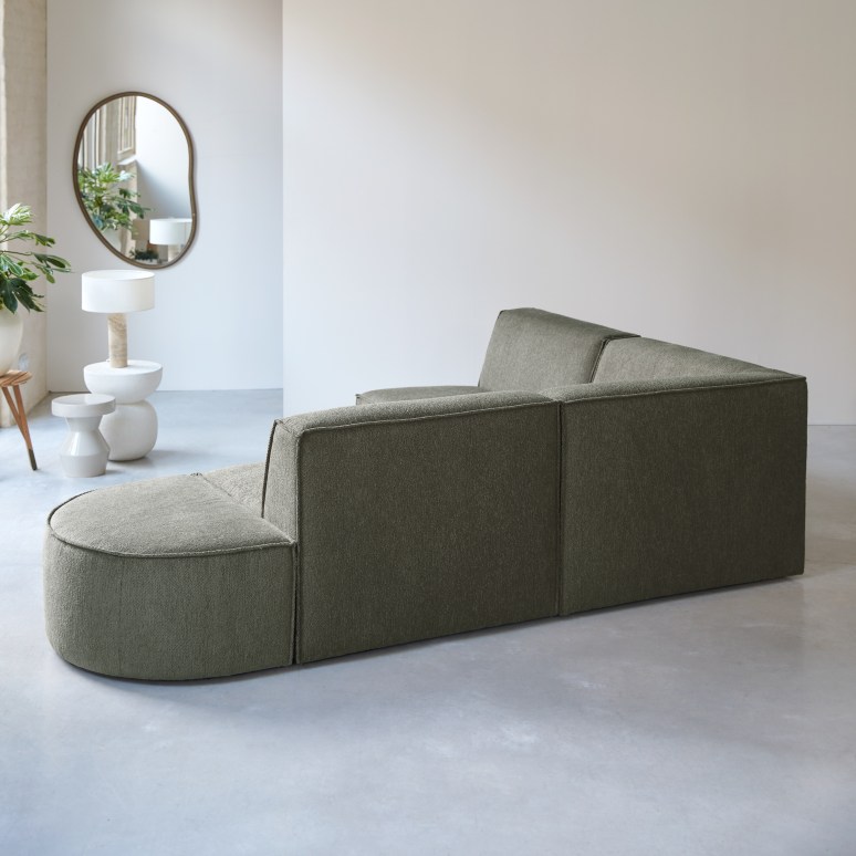 Dario - Modul-Ecksofa mit grünem Stoffbezug, 4–5 Sitzplätze