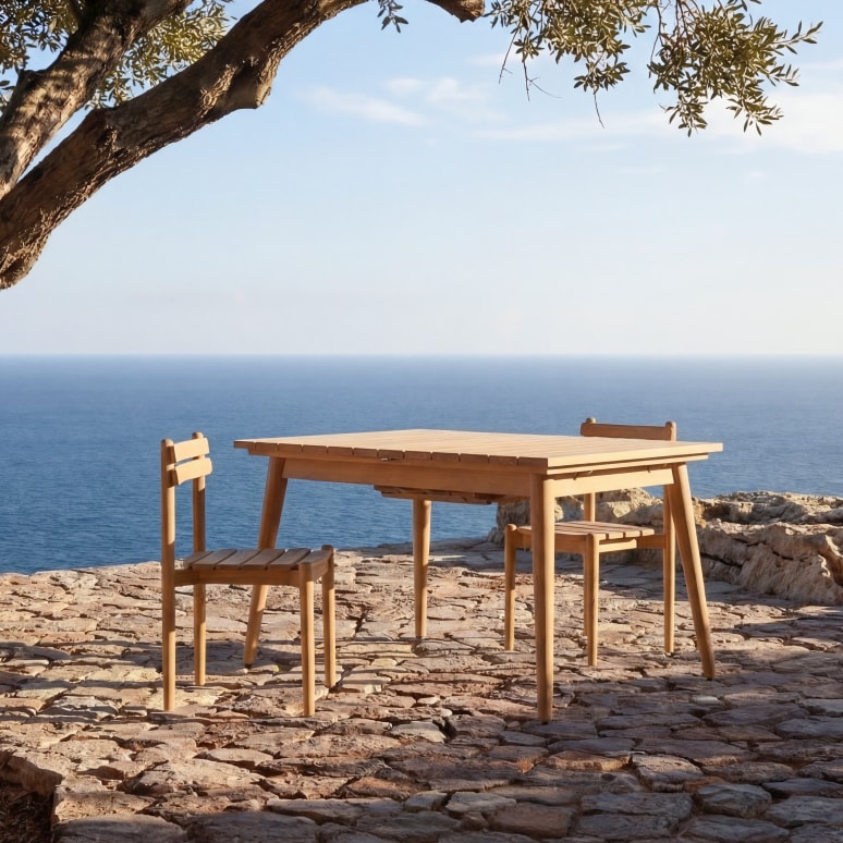 Vadim - Solid teak 4-6-seater extendable garden table