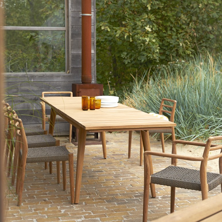 Vadim - Mesa de jardín extensible de teca maciza para 6-12 pers.