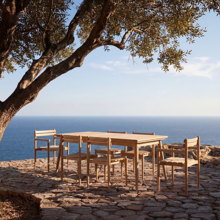 Vadim - 6-seater garden furniture set in solid teak