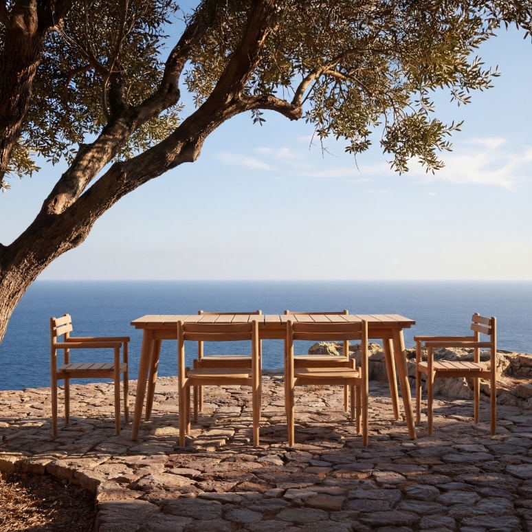 Vadim - Set di mobili da giardino in teak massello 6 posti