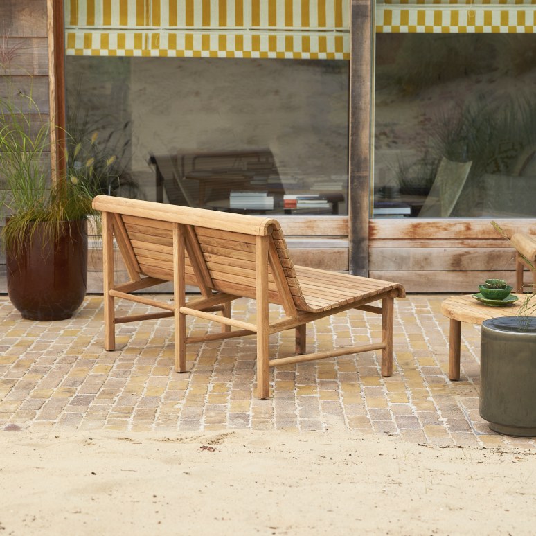Hélen - Banquette de jardin en teck massif recyclé 2 places