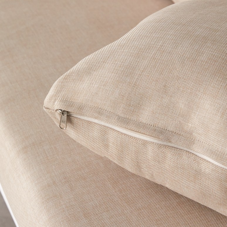 Luca - Banquette de jardin 3 places en tissu écru et métal white