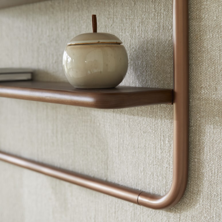 Félicie - Walnut and brass shelf mirror