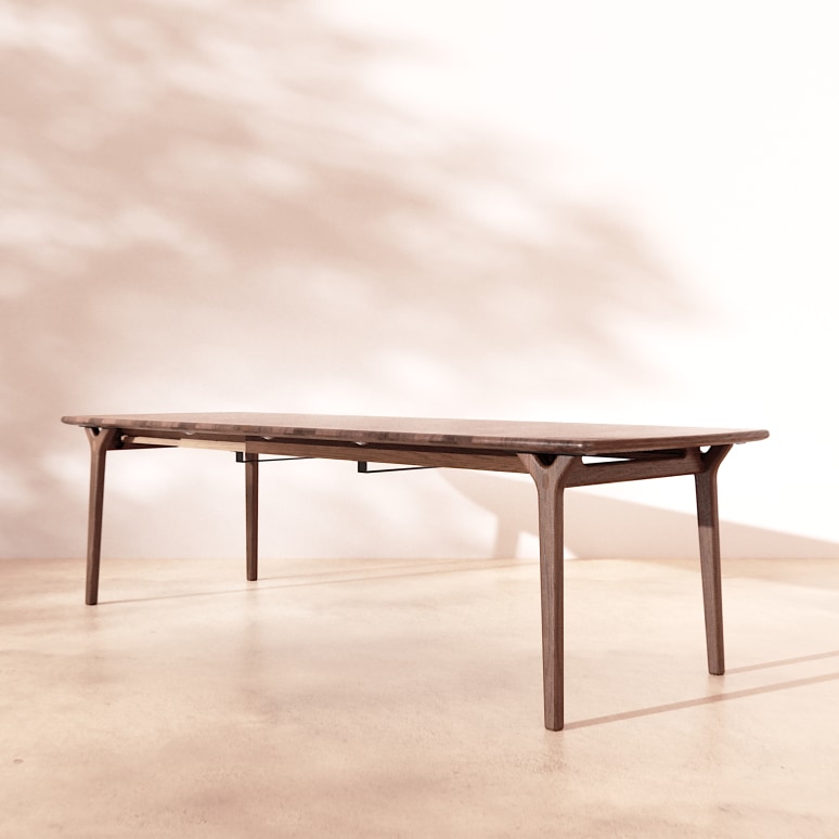 Clara - 6–12-seater extendable table in solid brown oak