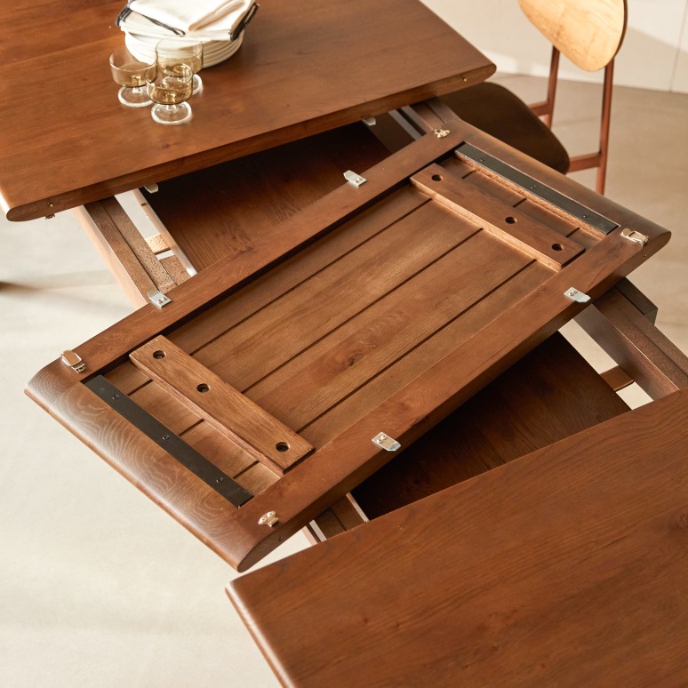 Clara - 6–12-seater extendable table in solid brown oak