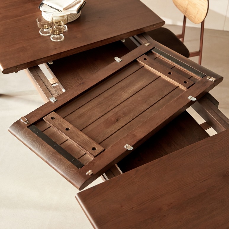 Clara - 6–12-seater extendable table in solid brown oak