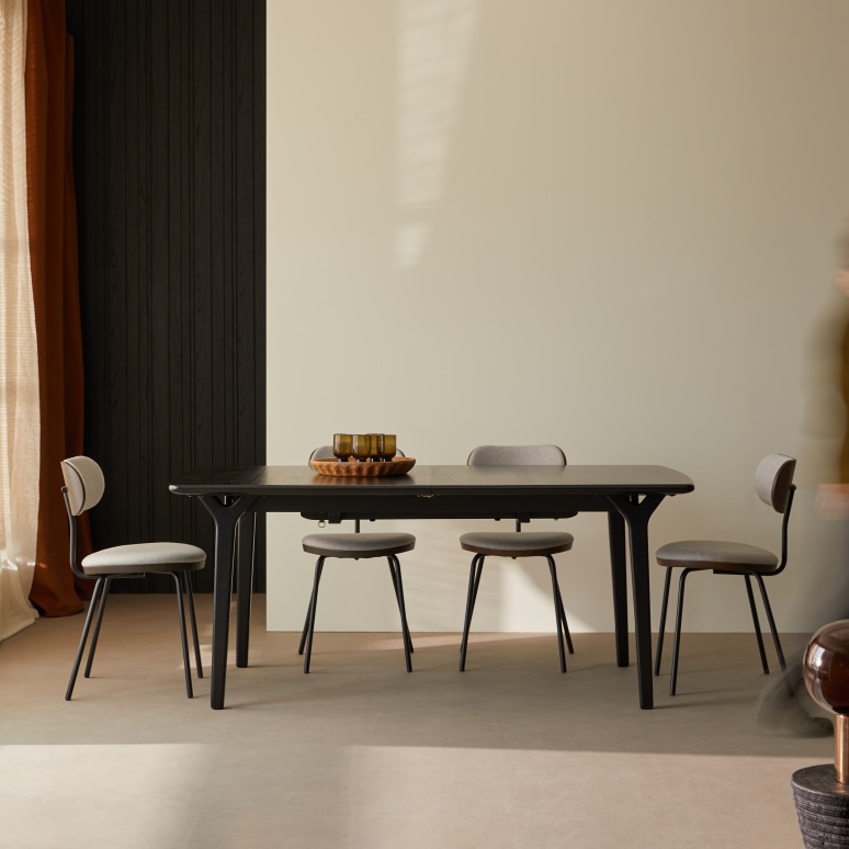 Clara - 6–12-seater extendable table in solid black oak