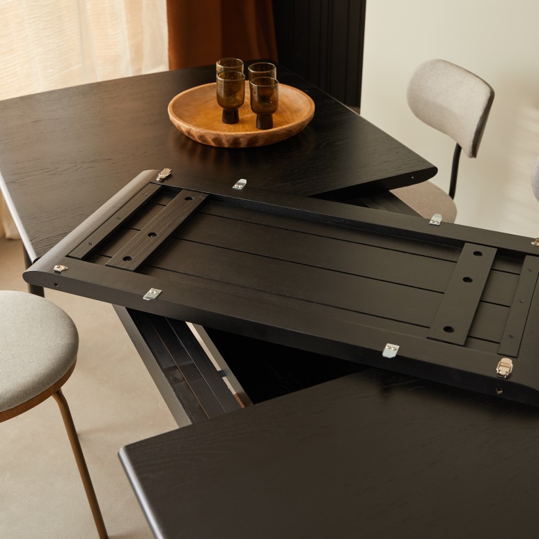 Clara - 6–12-seater extendable table in solid black oak