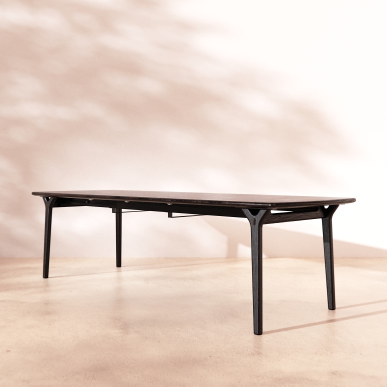 Clara - Table extensible en chêne massif black 6-12 pers.