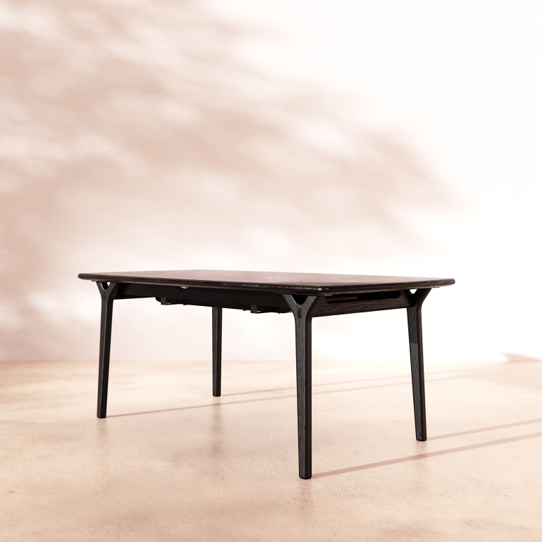 Clara - Uitschuifbare tafel in zwart massief eikenhout 6-12 pers.