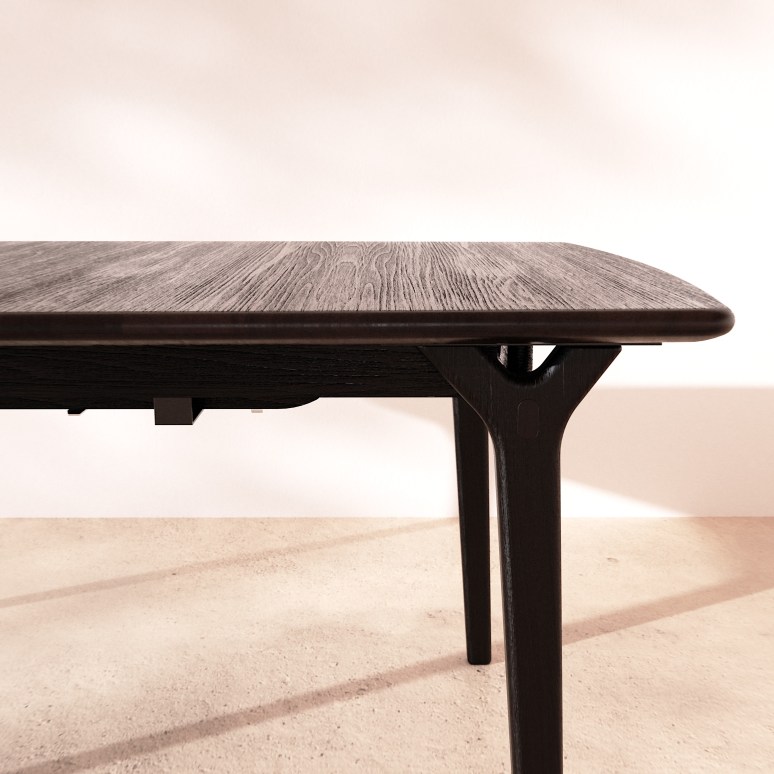 Clara - Table extensible en chêne massif black 6-12 pers.