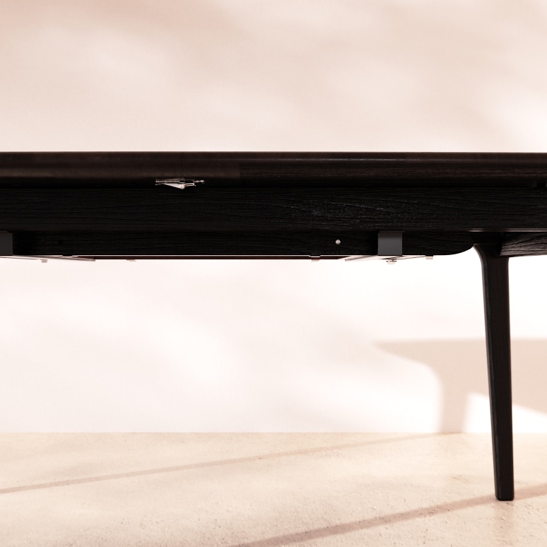 Clara - Mesa extensible de roble macizo negro 6-12 personas.