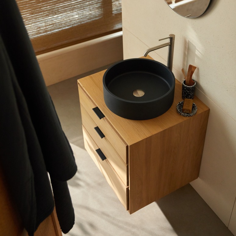 Senson - Meuble de salle de bain en chêne massif 60 cm