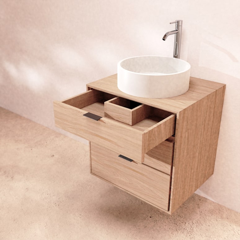 Senson - Mobile per il bagno in rovere massello 60 cm