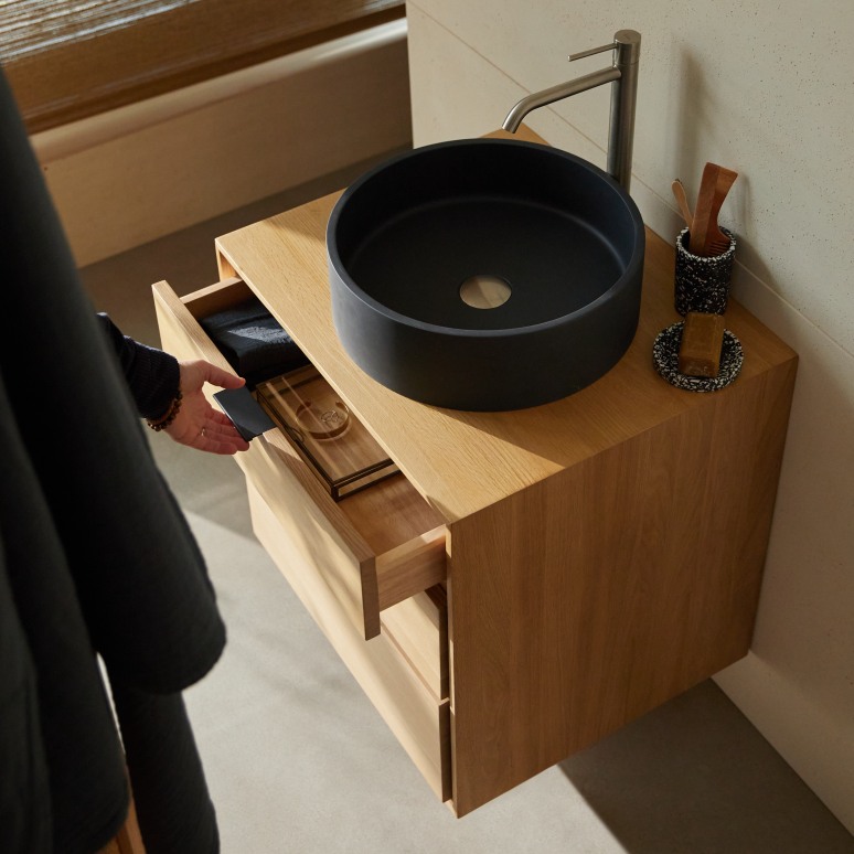 Senson - Mueble de baño de roble macizo 60 cm