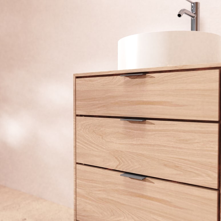 Senson - Meuble de salle de bain en chêne massif 60 cm