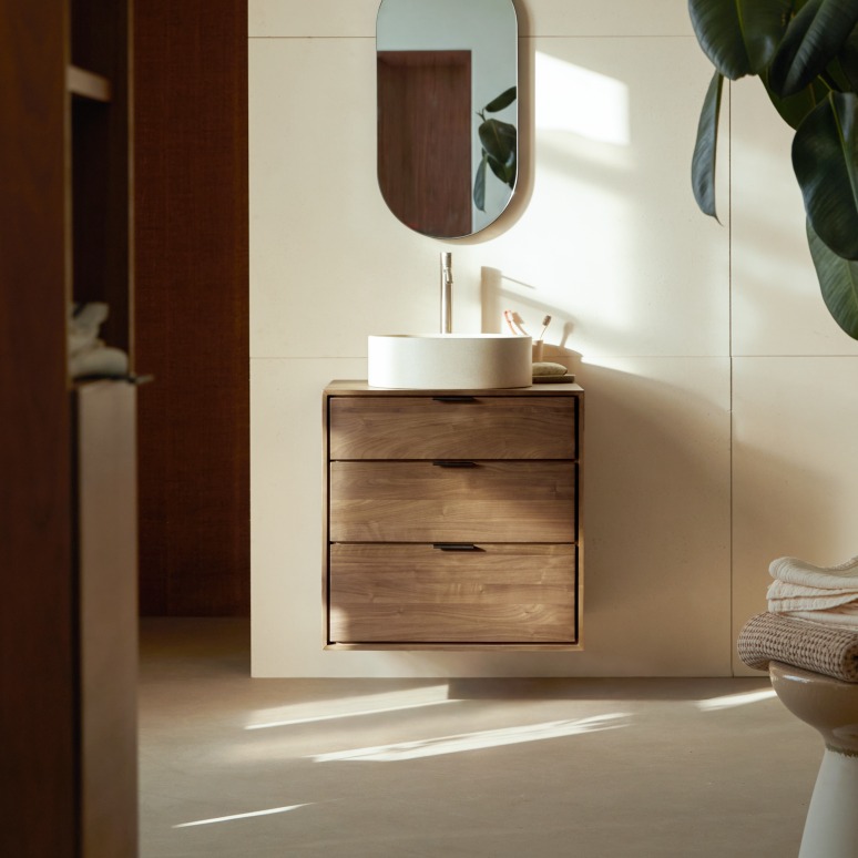 Senson - Solid walnut bathroom unit 60 cm