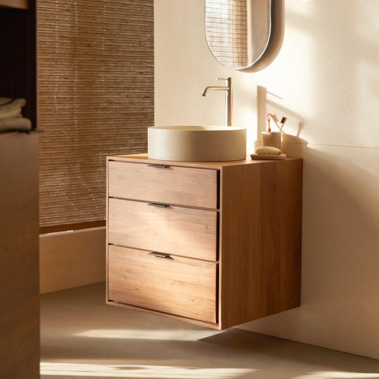 Senson - Mobile da bagno in noce massello 60 cm