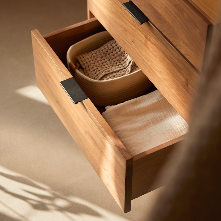 Senson - Meuble de salle de bain en noyer massif 60 cm