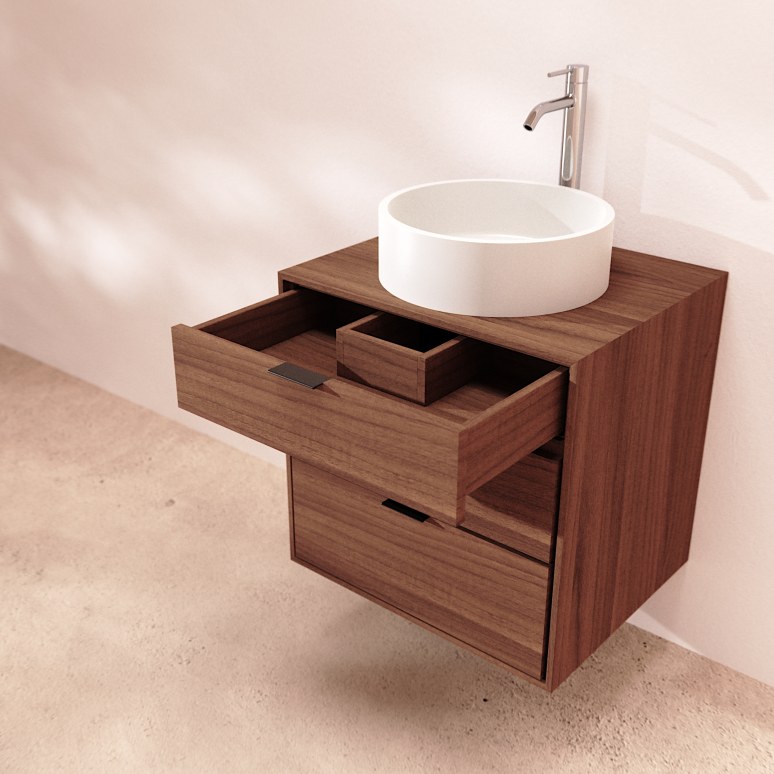 Senson - Solid walnut bathroom unit 60 cm