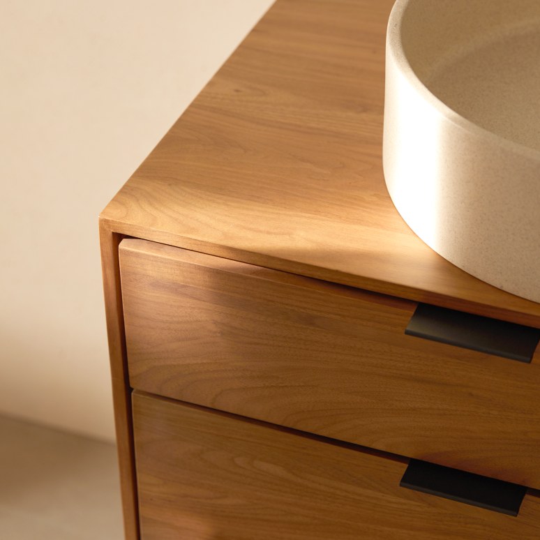 Senson - Meuble de salle de bain en noyer massif 60 cm