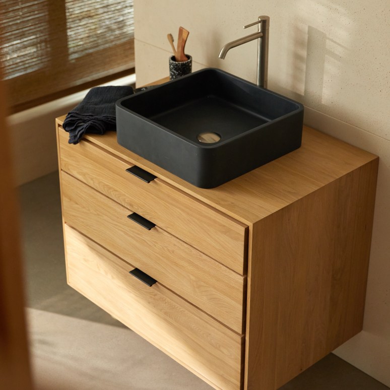 Senson - Mobile per il bagno in rovere massello 80 cm