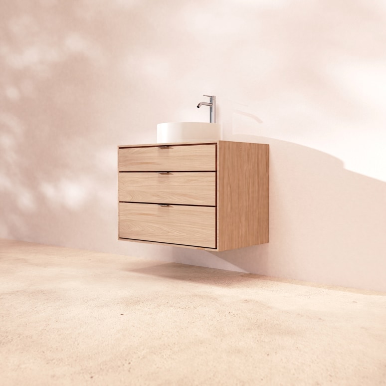 Senson - Mobile per il bagno in rovere massello 80 cm