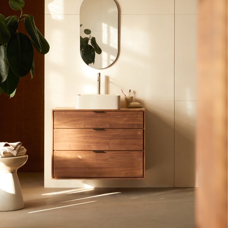 Senson - Solid walnut bathroom unit 80 cm