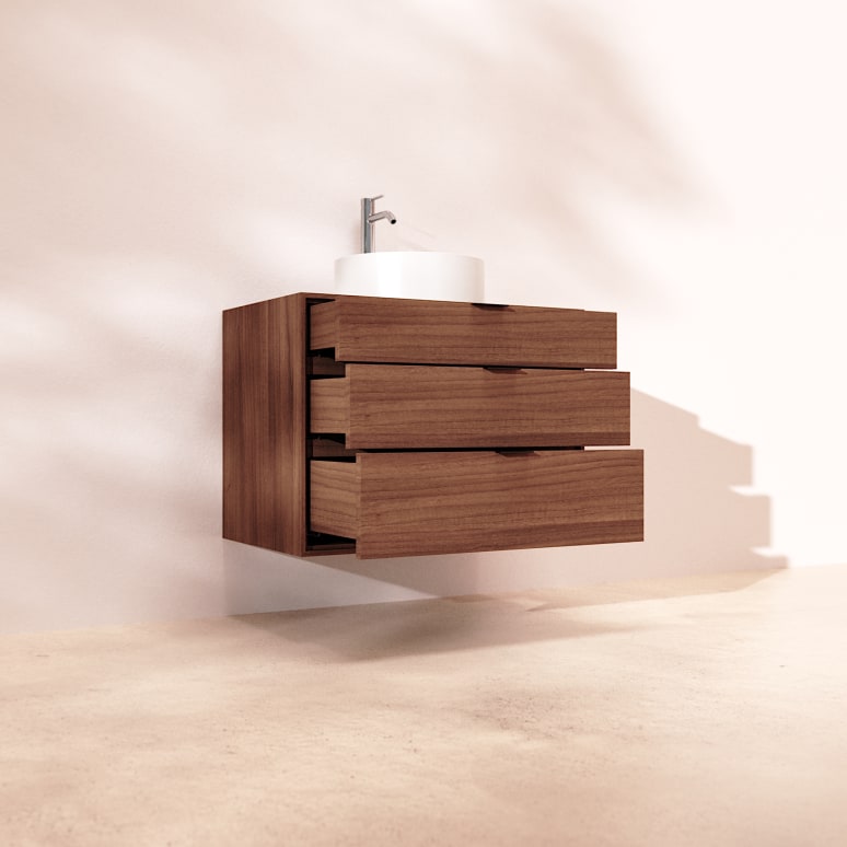 Senson - Mobile da bagno in noce massello 80 cm