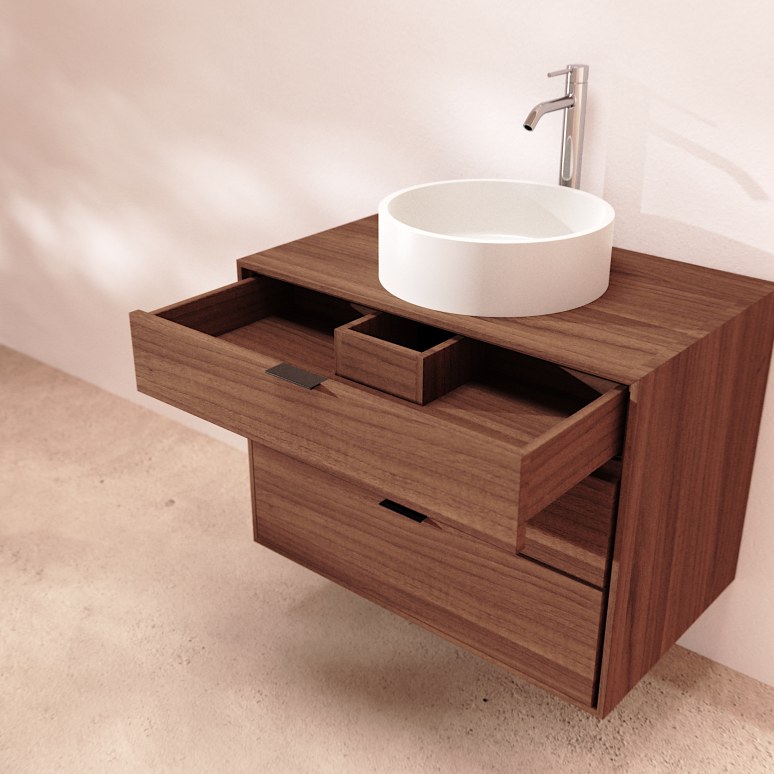 Senson - Mueble de baño de nogal macizo 80 cm