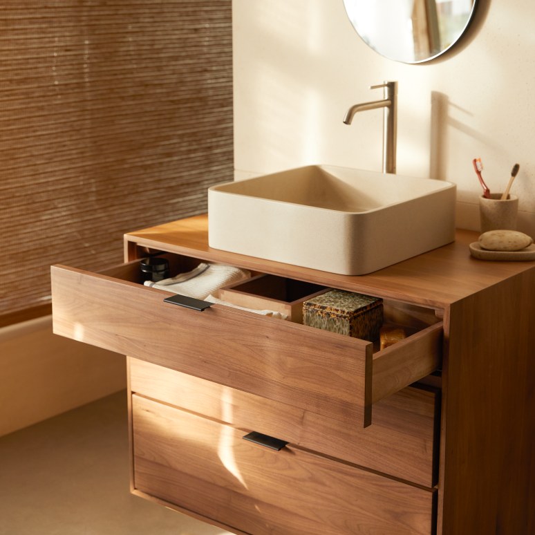 Senson - Mobile da bagno in noce massello 80 cm