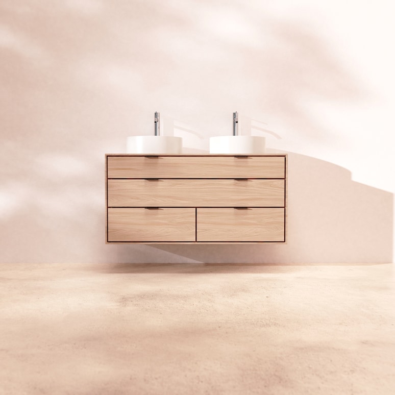 Senson - Mobile per il bagno in legno di quercia massello da 120 cm