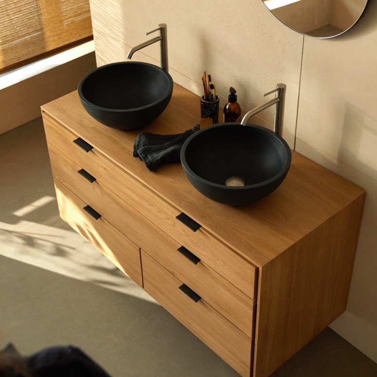 Senson - Meuble de salle de bain en chêne massif 120 cm