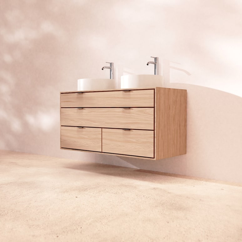 Senson - Meuble de salle de bain en chêne massif 120 cm