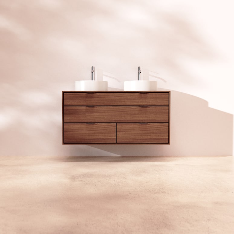 Senson - Mobile per il bagno in legno di noce massello 120 cm