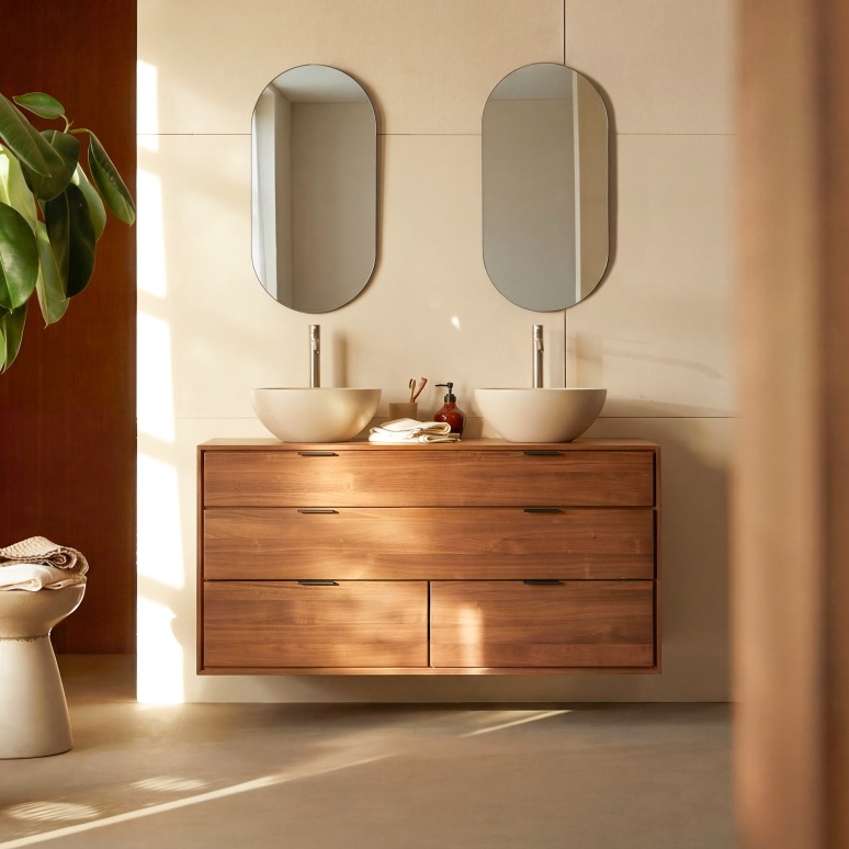 Senson - Solid walnut bathroom unit 120 cm