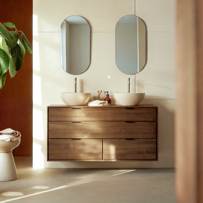 Senson - Solid walnut bathroom unit 120 cm