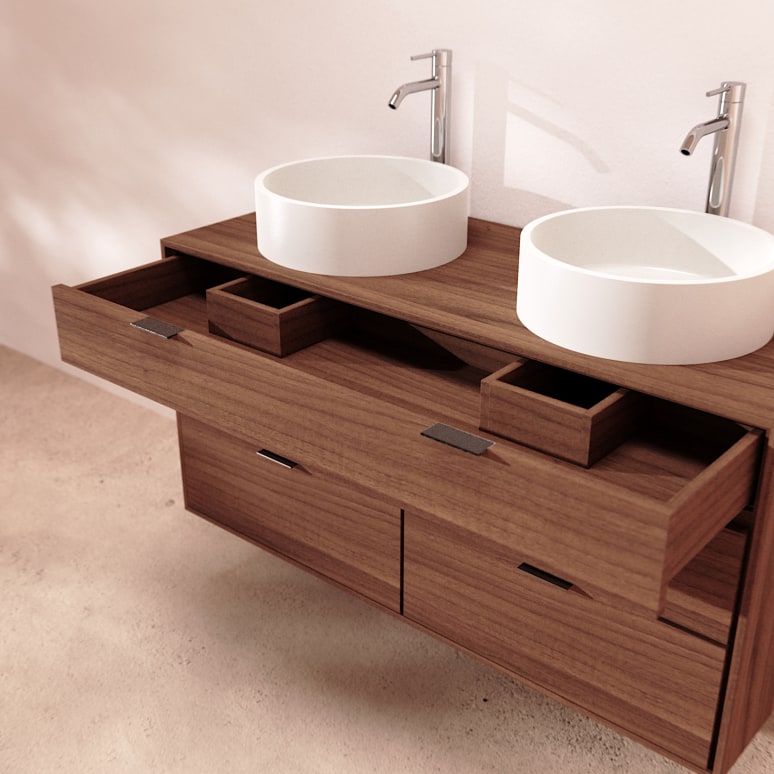 Senson - Solid walnut bathroom unit 120 cm