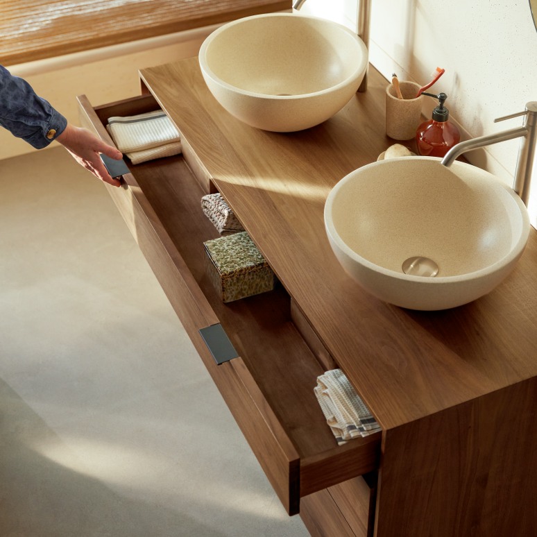 Senson - Meuble de salle de bain en noyer massif 120 cm