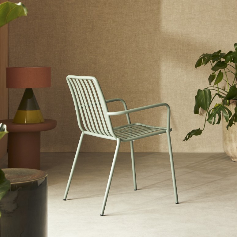 Gaby - Fauteuil in groen metaal