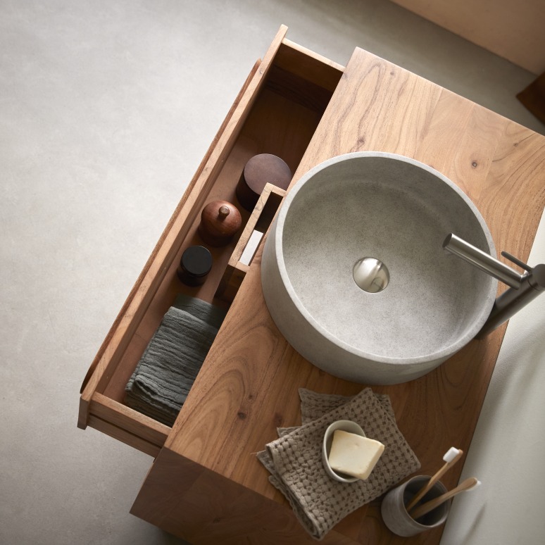 Olga - Mobile da bagno in acacia massiccia 90 cm