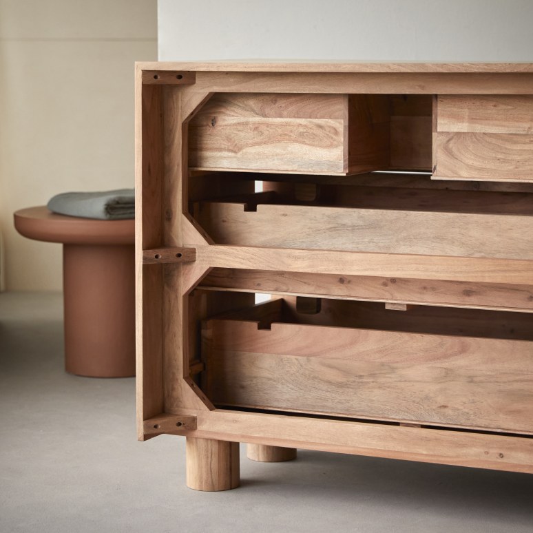 Olga - Mobile da bagno in acacia massiccia 90 cm